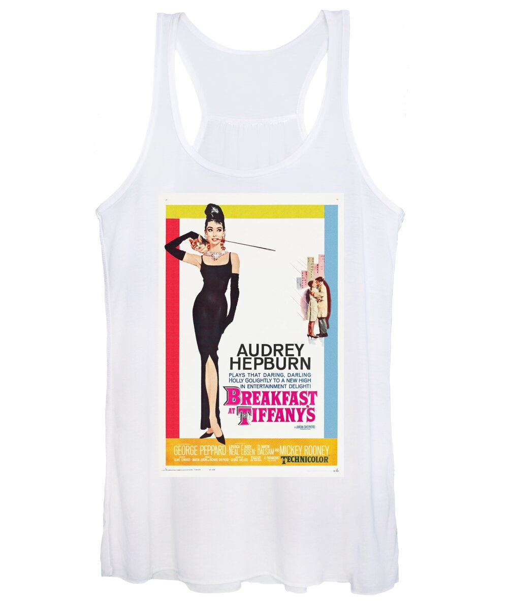 Synopsis Women's Tank Top featuring the mixed media ''Breakfast at Tiffany's'', 1961 - art by Robert McGinnis by Movie World Posters