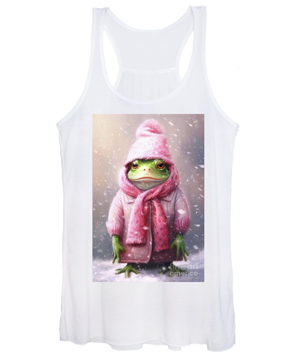Frog Women's Tank Top featuring the painting Bundled Up In Pink by Tina LeCour