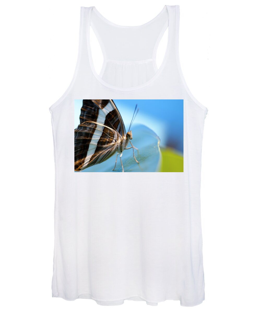 Butterfly Women's Tank Top featuring the photograph Butterfly in a blue world by Lieve Snellings