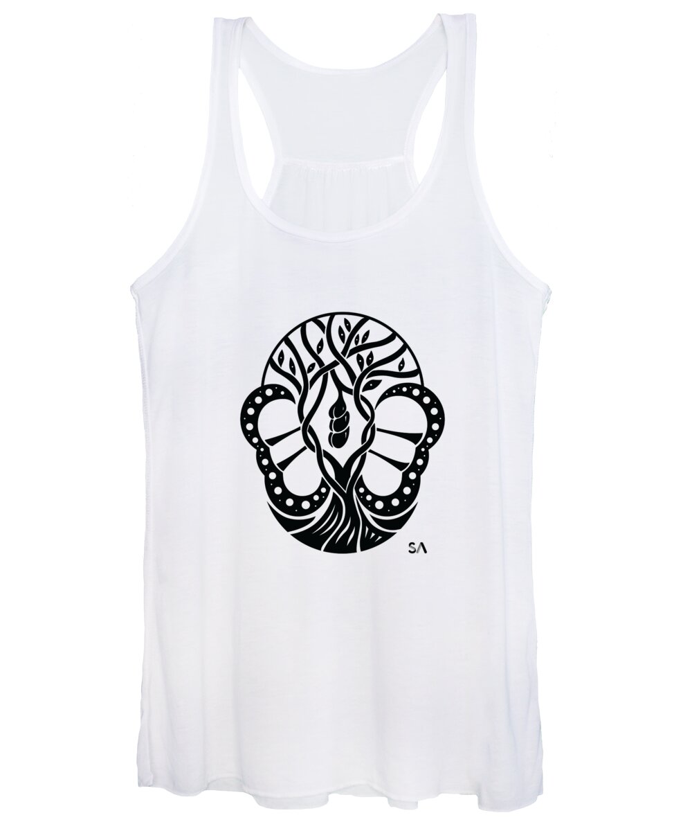 Black And White Women's Tank Top featuring the digital art Butterfly by Silvio Ary Cavalcante