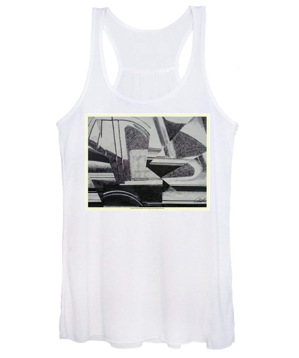 Cadillac Women's Tank Top featuring the drawing Cadillac cubism by Cepiatone Fine Art Callie E Austin