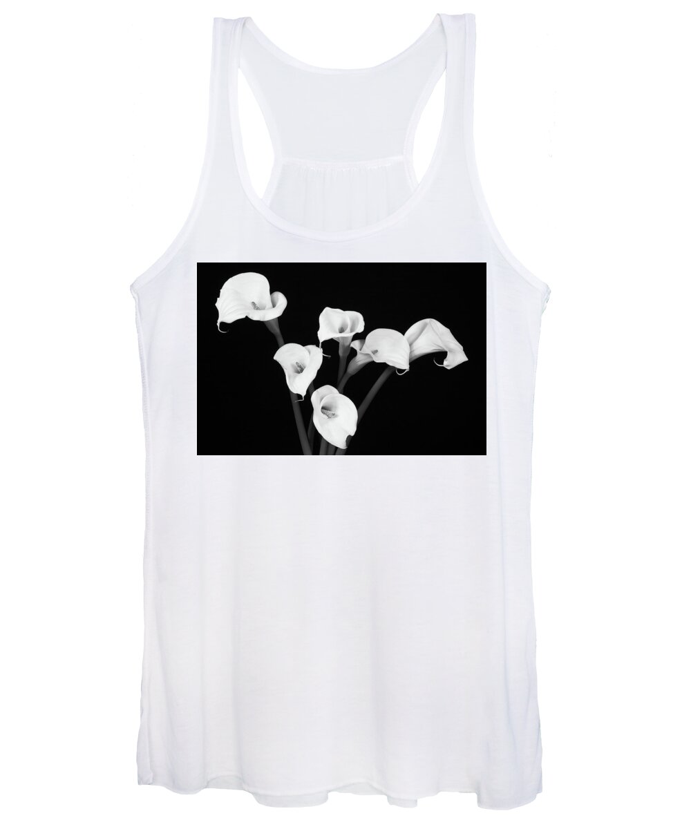 Calla Lillies Women's Tank Top featuring the photograph Calla Lillies x 6 Black and White by Steve Templeton