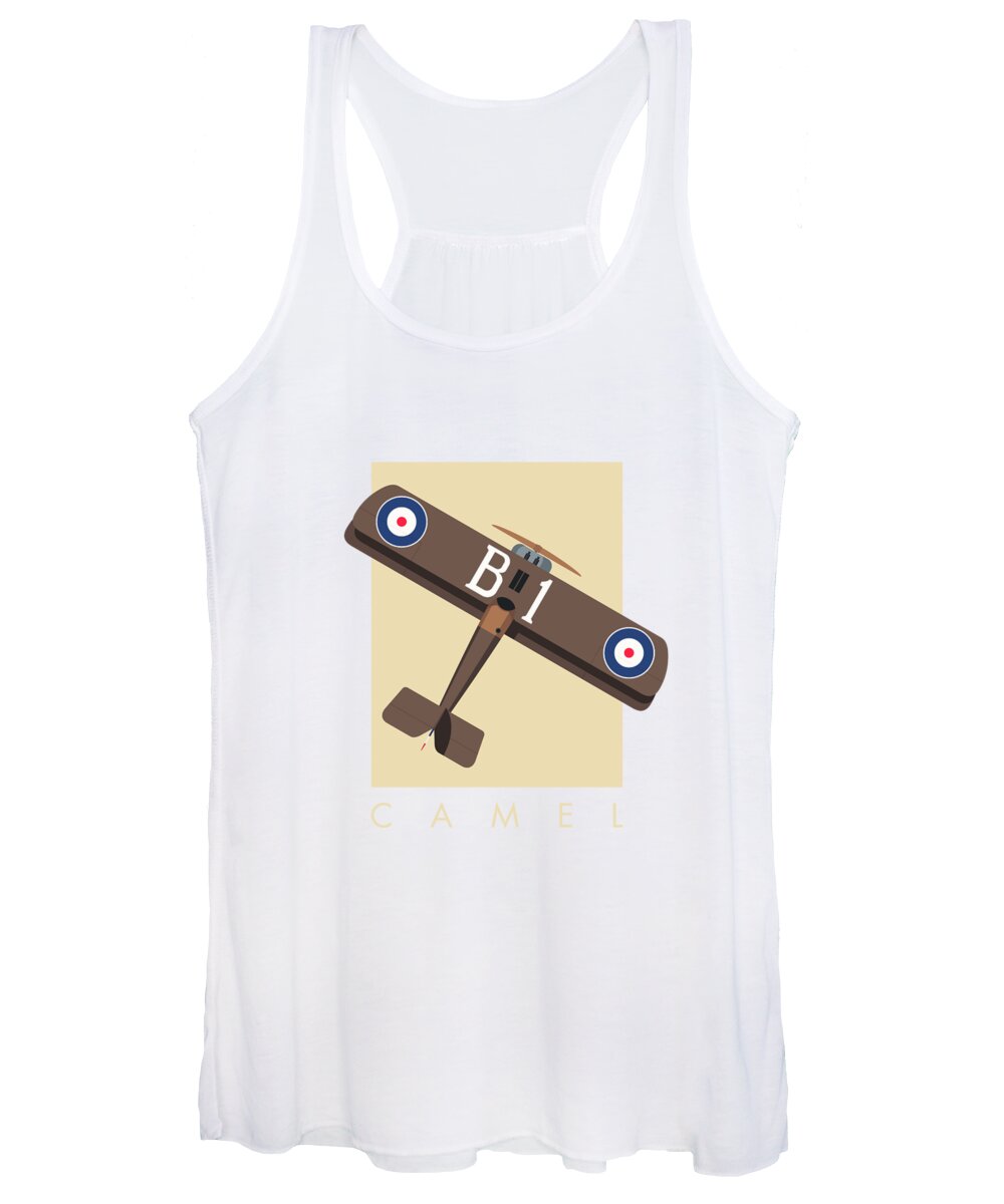Aircraft Women's Tank Top featuring the digital art Camel WWI Biplane Aircraft - Brown by Organic Synthesis