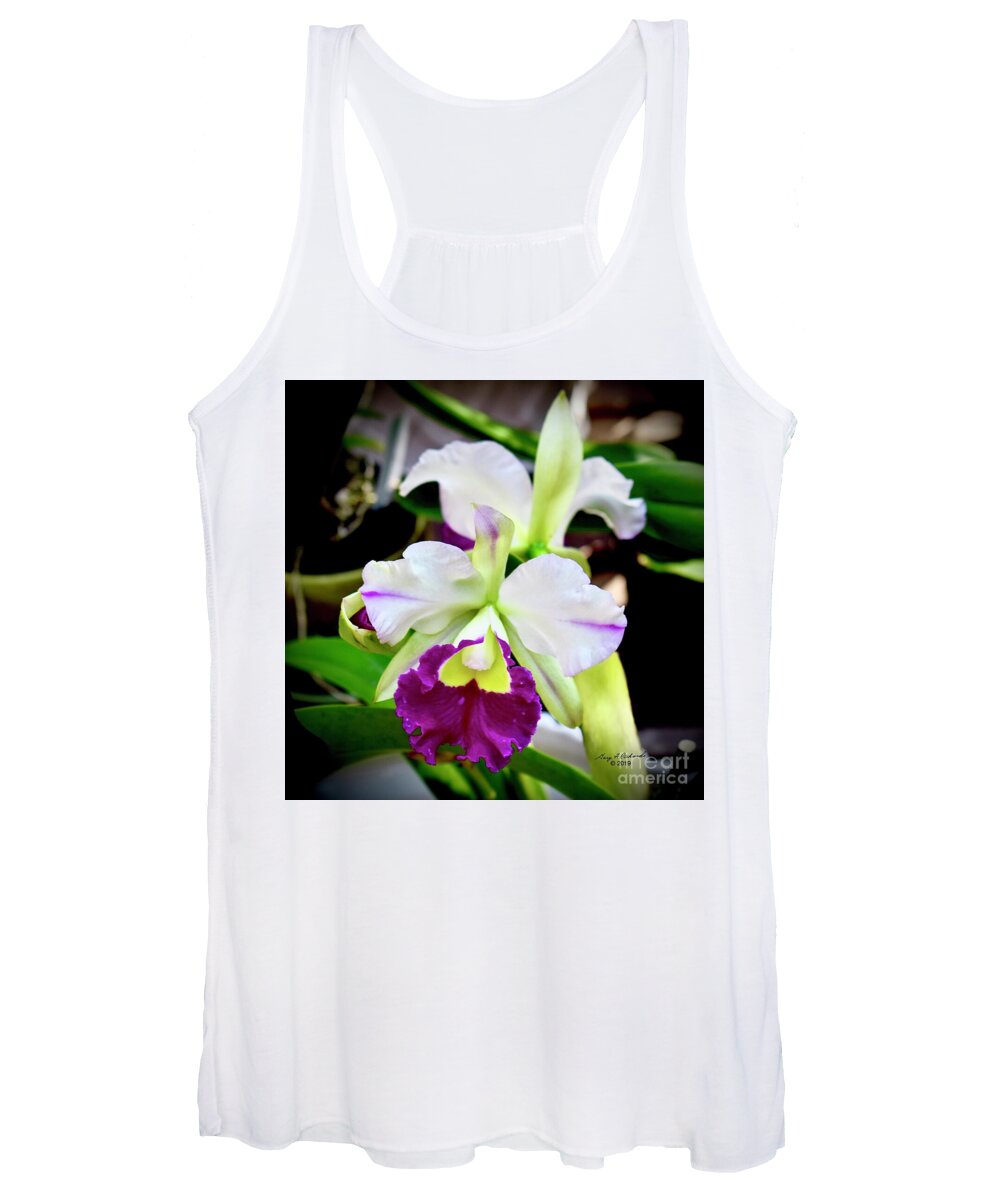 Gary Women's Tank Top featuring the photograph Cattleya Orchid Purple and White by Gary F Richards