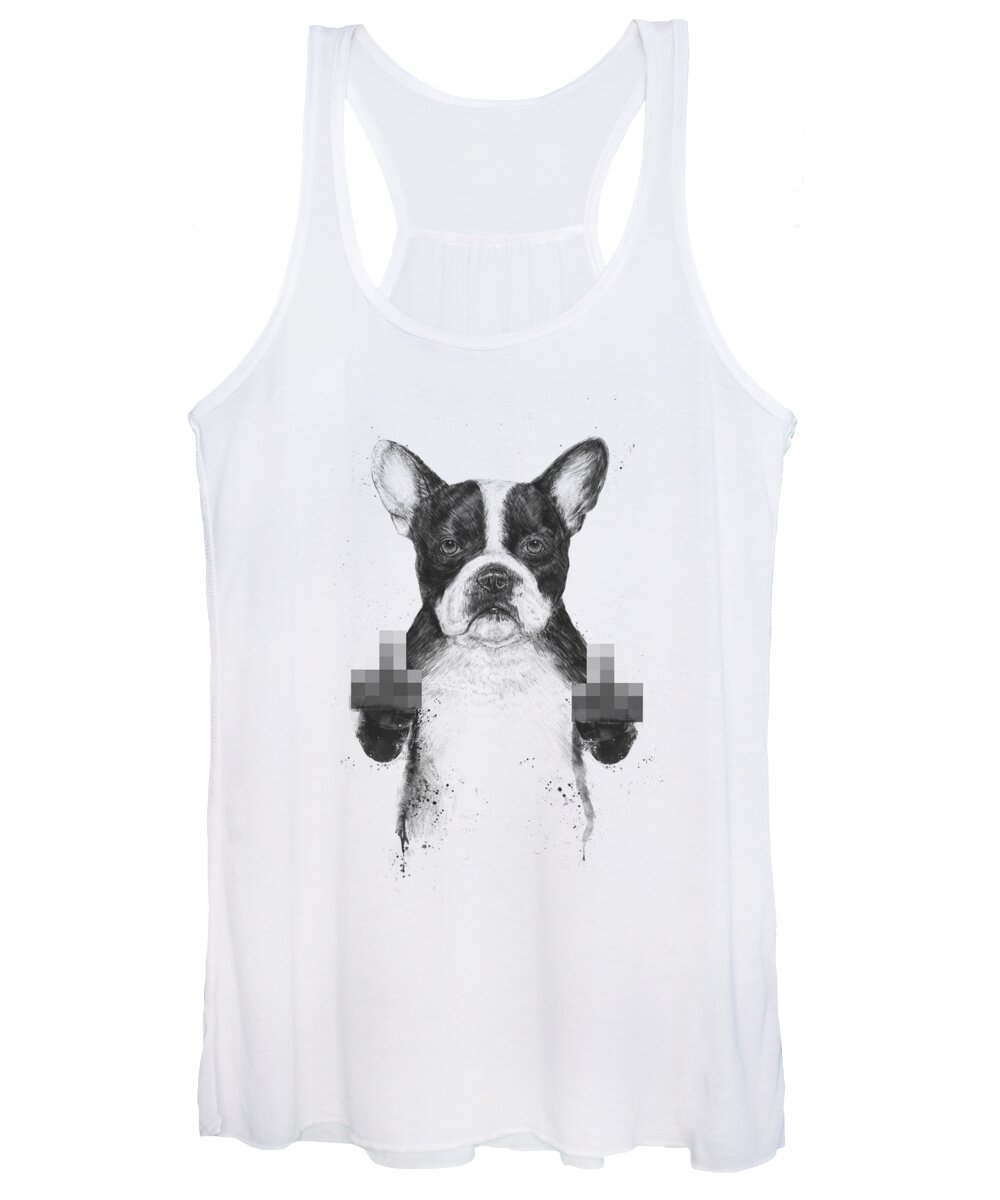 Dog Women's Tank Top featuring the mixed media Censored dog by Balazs Solti