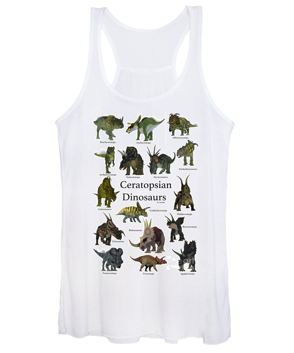Ceratops Women's Tank Top featuring the digital art Ceratopsian Dinosaurs by Corey Ford
