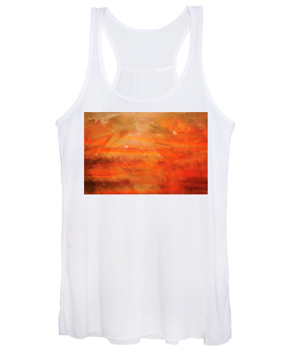 A Digital Abstract Using A Photograph Of A Sunset As The Base For The Work. Women's Tank Top featuring the digital art Chaos Theory by Linda Lee Hall