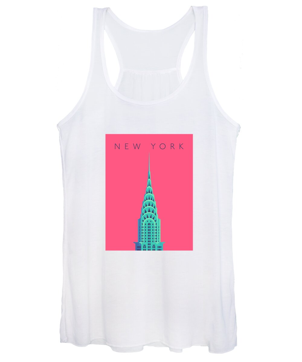 Chrysler Women's Tank Top featuring the digital art Chrysler Building Minimal - Text Red by Organic Synthesis
