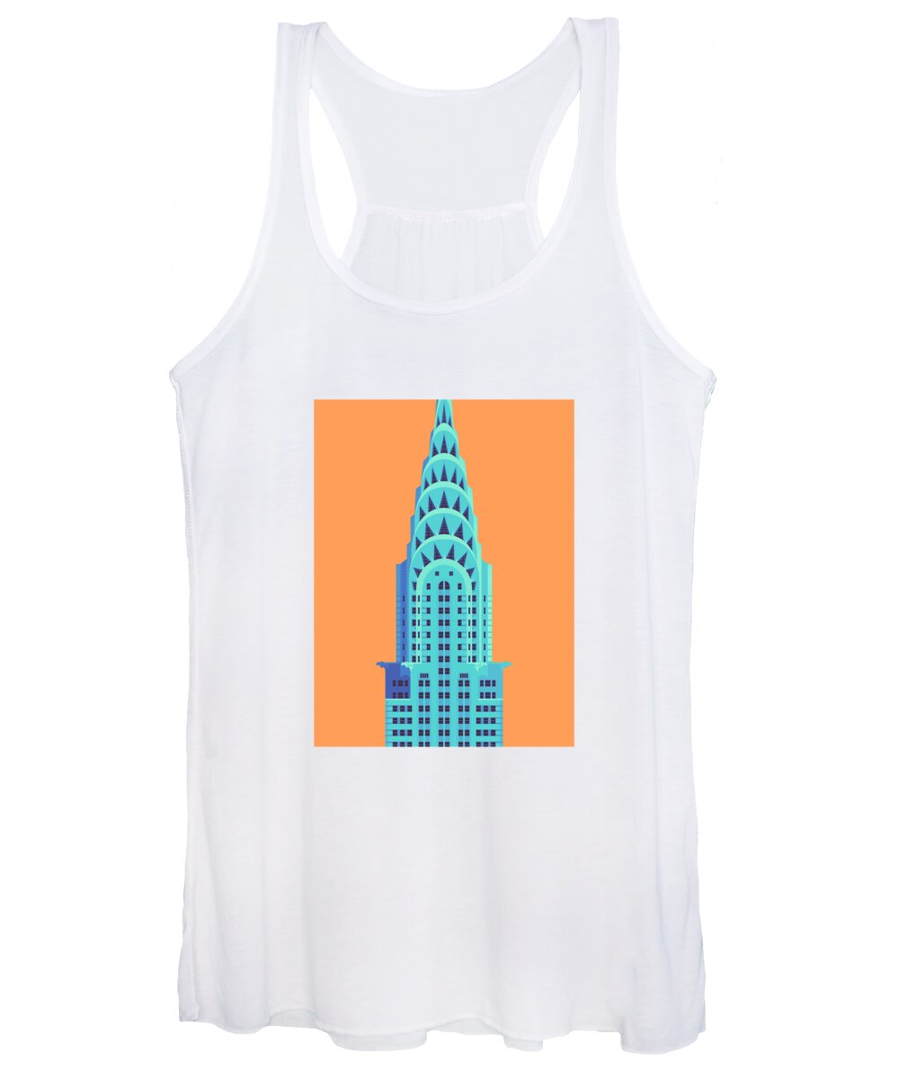 Architecture Women's Tank Top featuring the digital art Chrysler Building - Orange by Organic Synthesis