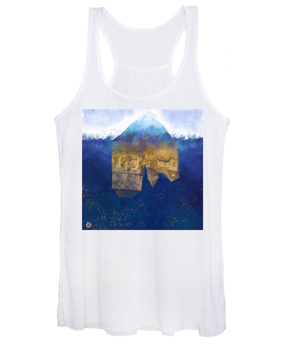 Climate Women's Tank Top featuring the digital art City Under Water - Climate Change Surrealism by Andreea Dumez