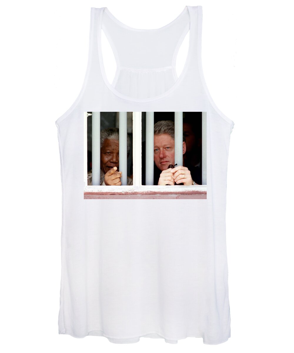 Clinton Women's Tank Top featuring the photograph Clinton and Mandela by Rick Wilking