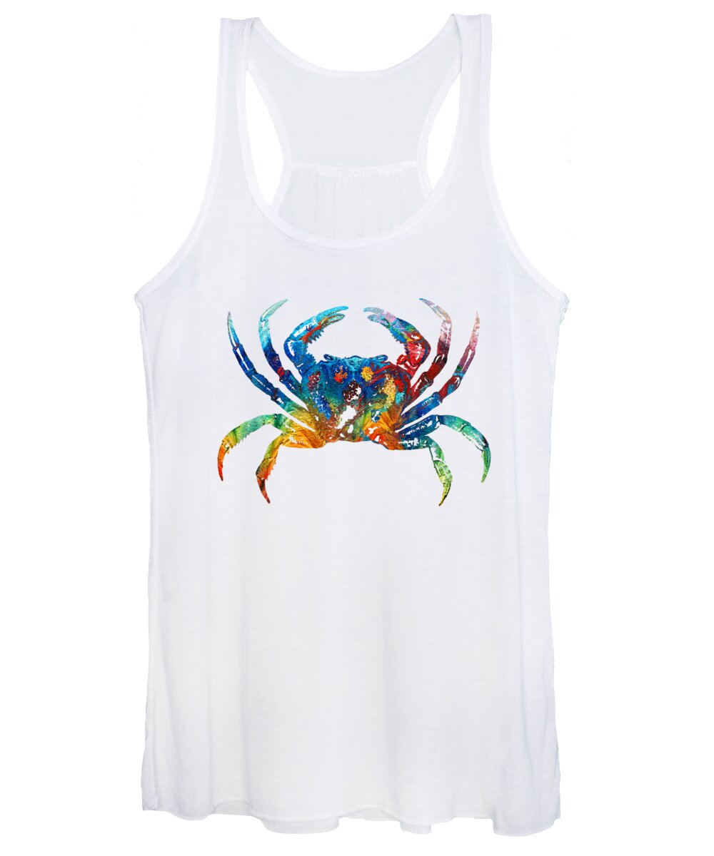 Crab Women's Tank Top featuring the painting Colorful Crab Art by Sharon Cummings by Sharon Cummings