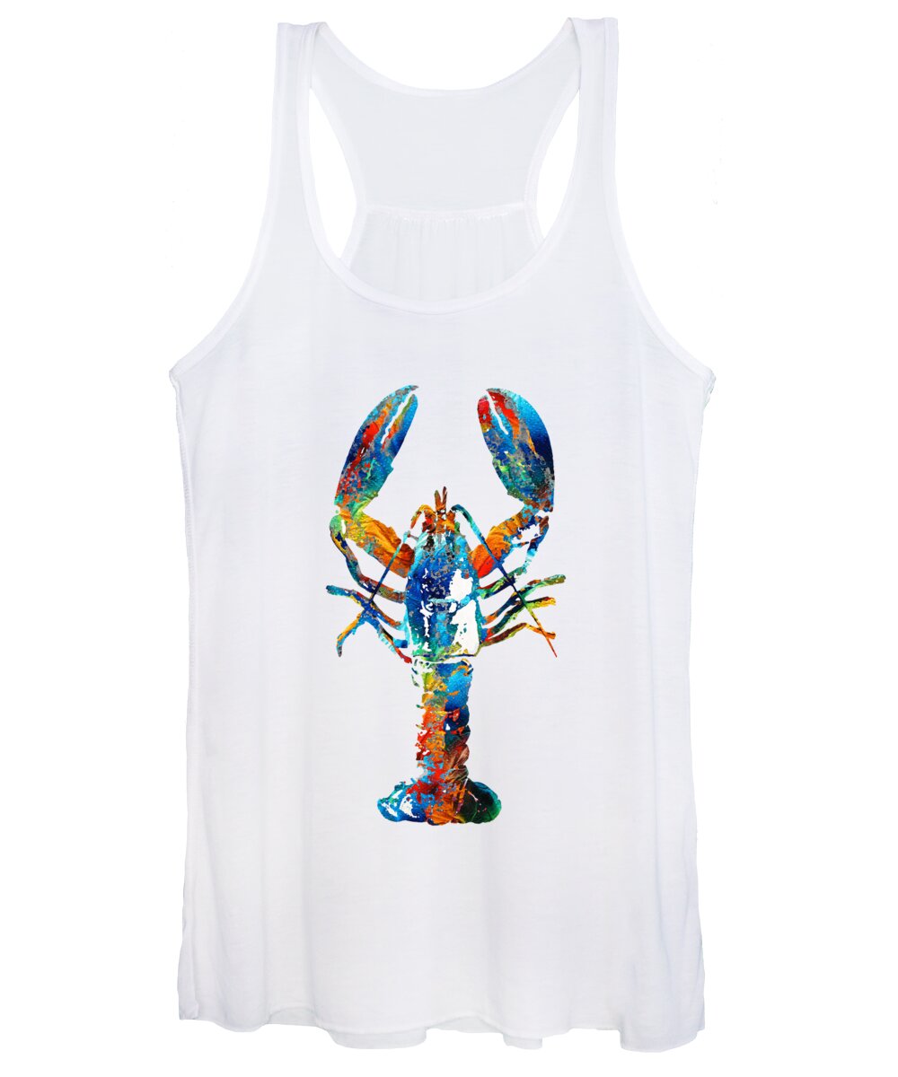 Lobster Women's Tank Top featuring the painting Colorful Lobster Art by Sharon Cummings by Sharon Cummings