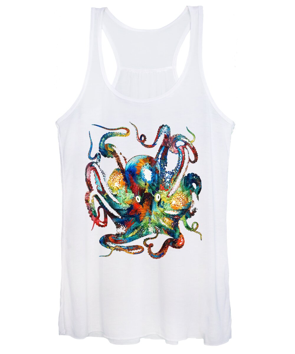 Octopus Women's Tank Top featuring the painting Colorful Octopus Art by Sharon Cummings by Sharon Cummings