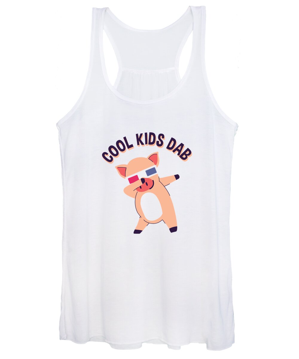 Adorable Women's Tank Top featuring the digital art Cool Kids Dab Dabbing Pig by Jacob Zelazny