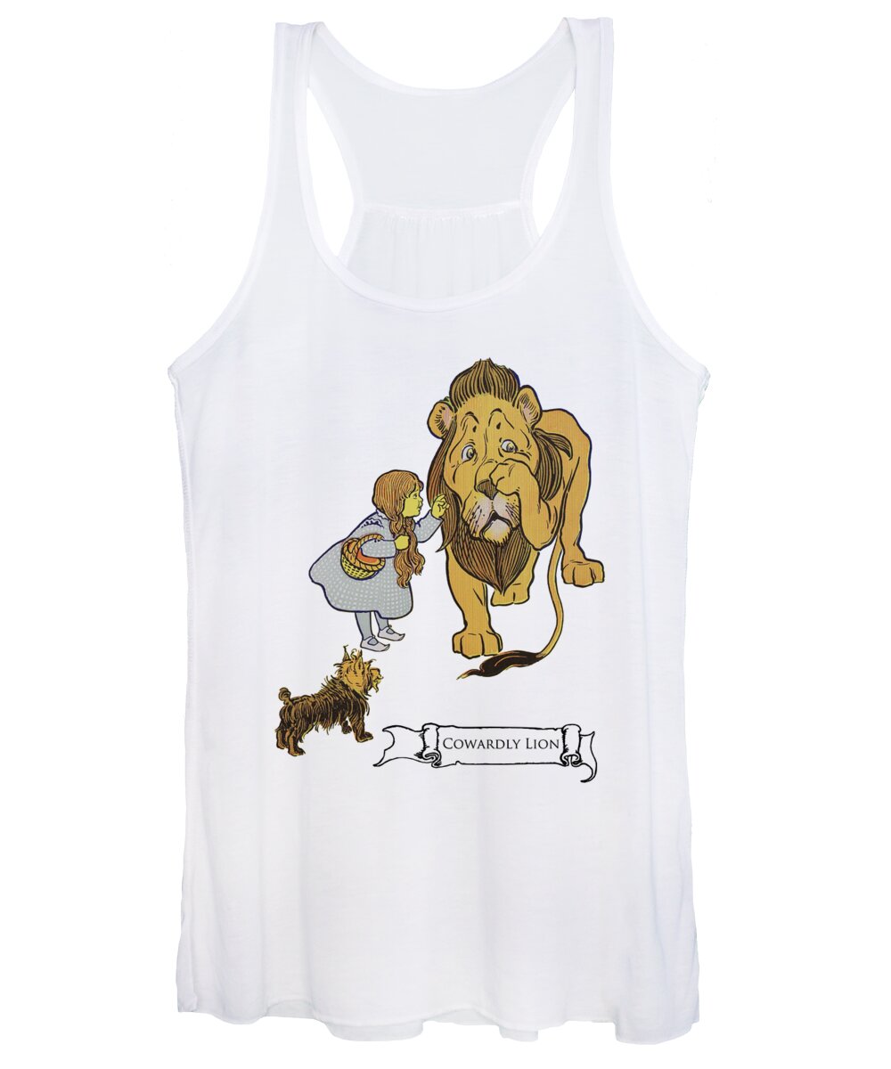 The Wizard Of Oz Women's Tank Top featuring the digital art Cowardly Lion Illustration by Madame Memento