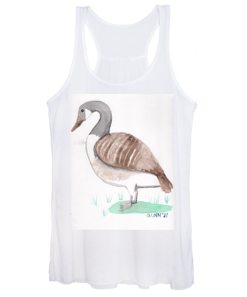 Goose Women's Tank Top featuring the painting Cute Canadian Goose by Katrina Gunn