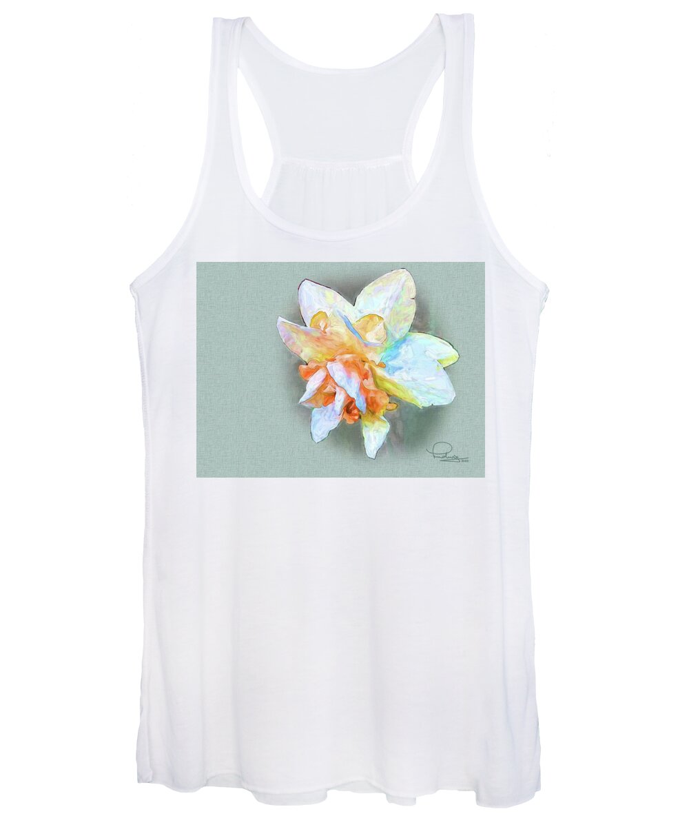 Daffodil Women's Tank Top featuring the digital art Daffodil on Canvas by Ludwig Keck