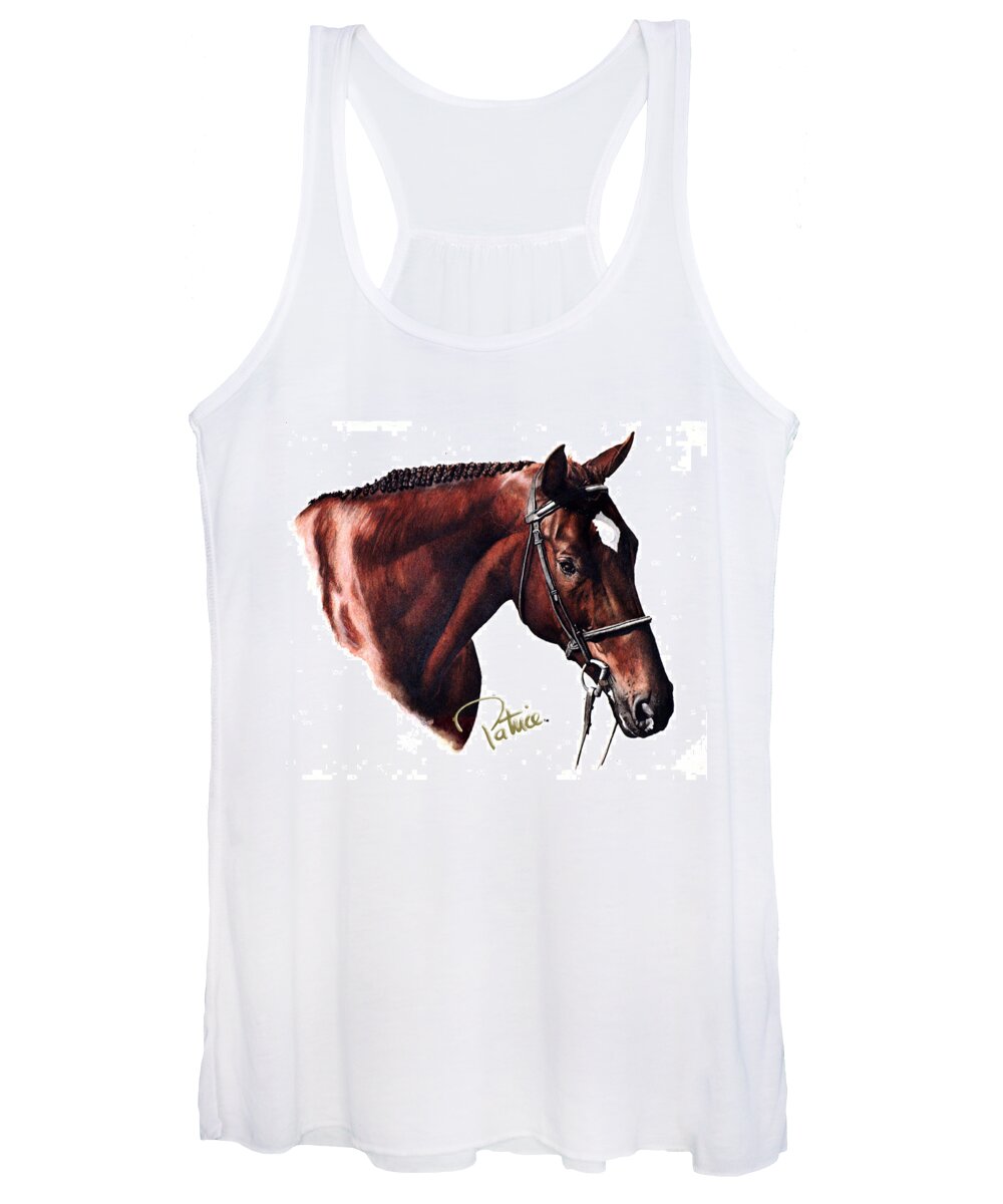 Patrice Clarkson Portrait Art Women's Tank Top featuring the painting Dave's Horse by Patrice Clarkson