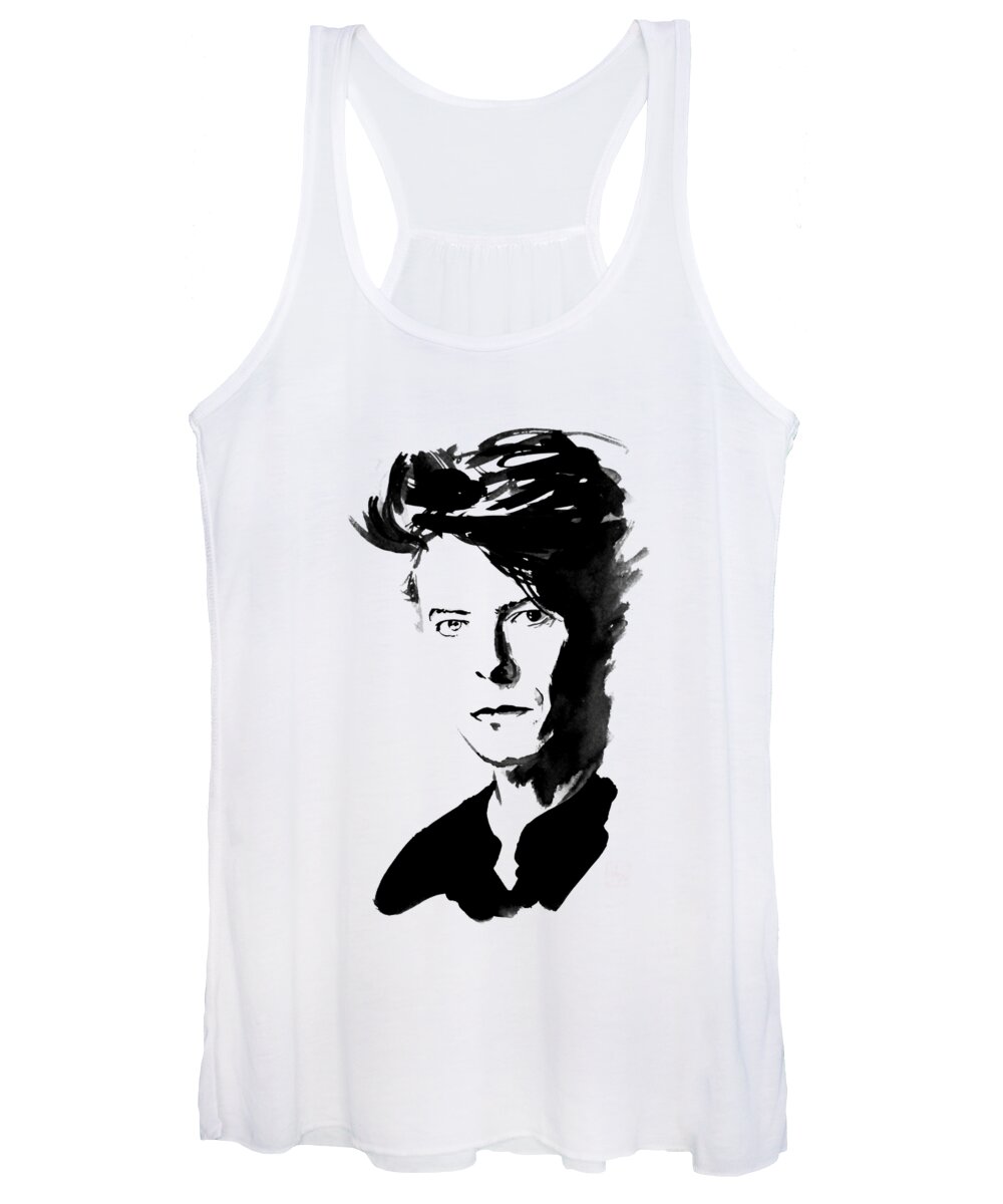 David Bowie Women's Tank Top featuring the painting David Bowie by Pechane Sumie