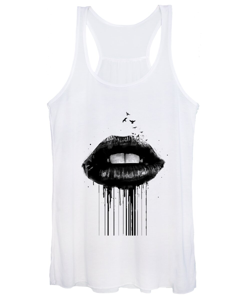 Lips Women's Tank Top featuring the mixed media Dead love by Balazs Solti