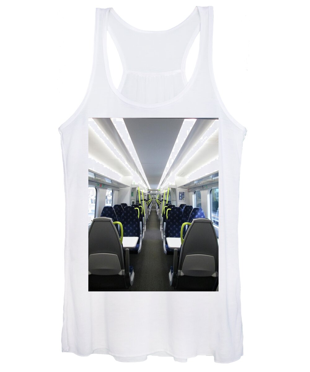 Vehicle Seat Women's Tank Top featuring the photograph Deserted city train by Martin Smith