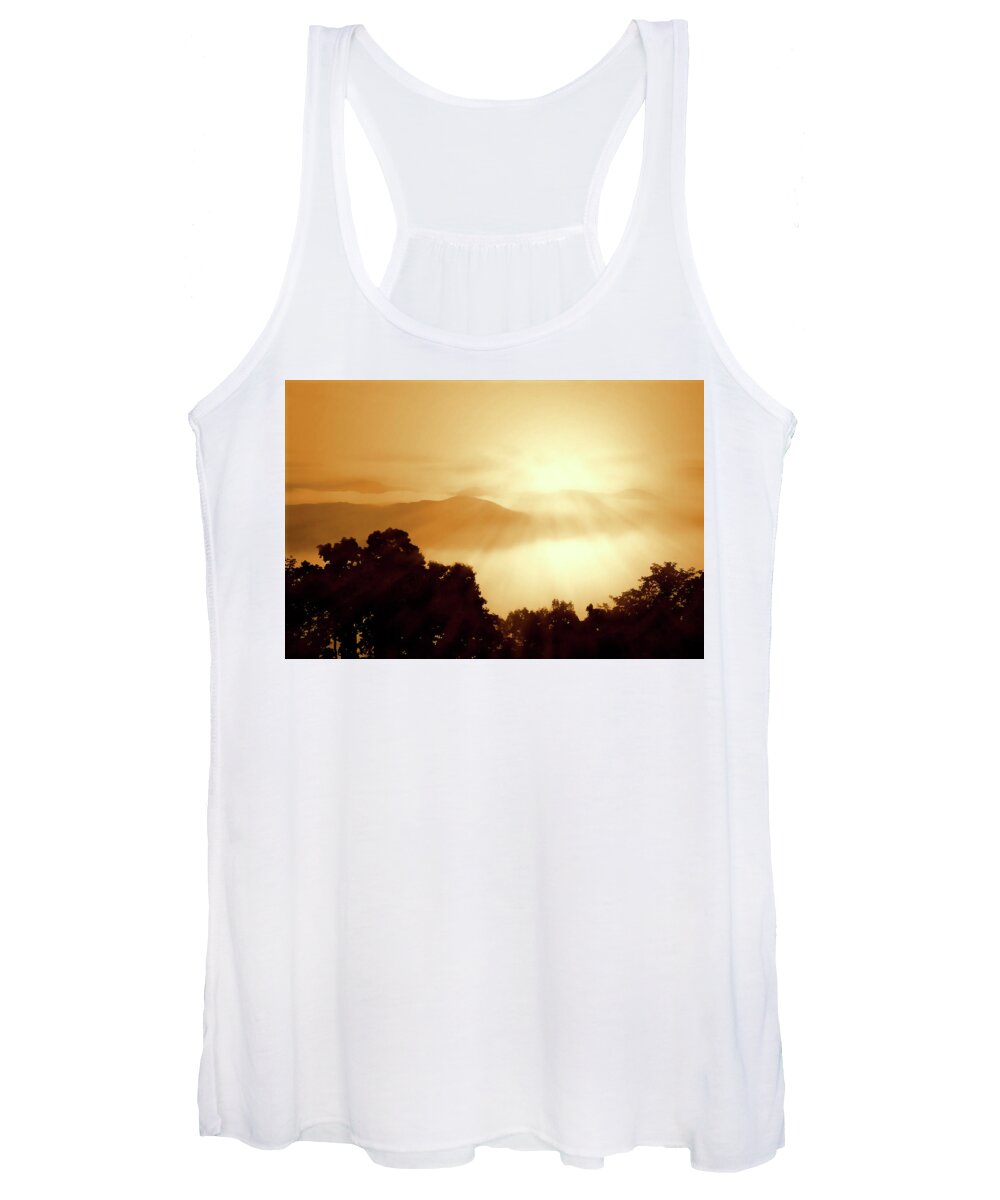 Photo Women's Tank Top featuring the photograph Distant Mountains -1 by Alan Hausenflock
