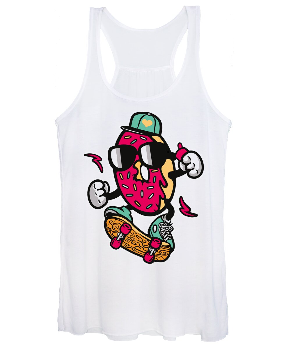 Donuts Women's Tank Top featuring the digital art Donut Skater by Long Shot