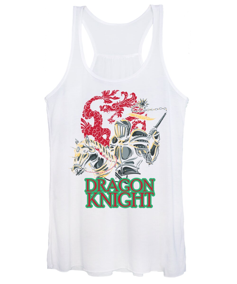 Dragon Knight Women's Tank Top featuring the digital art Dragon Knight Riding Horse by Jacob Zelazny
