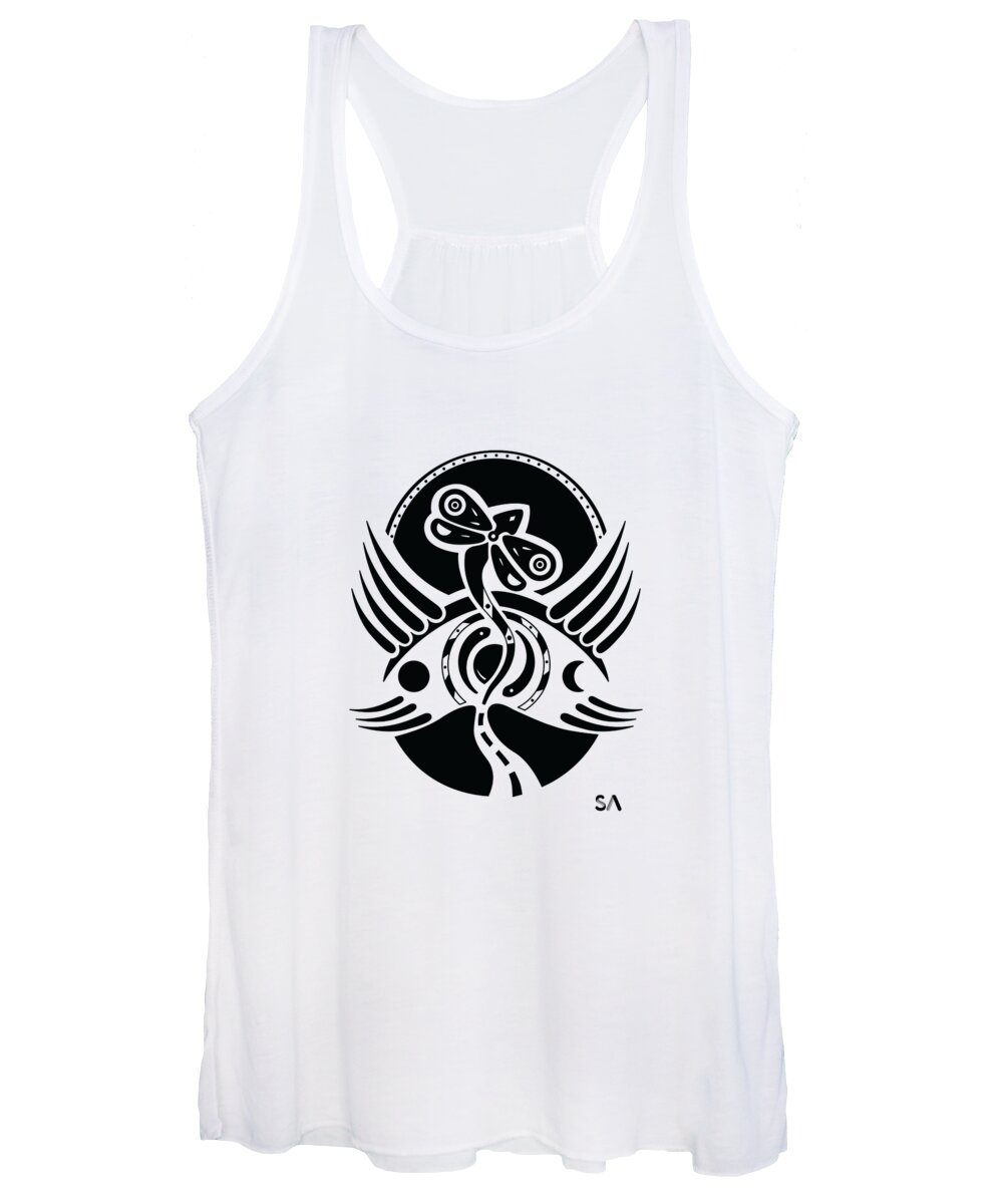 Black And White Women's Tank Top featuring the digital art Dragonfly by Silvio Ary Cavalcante