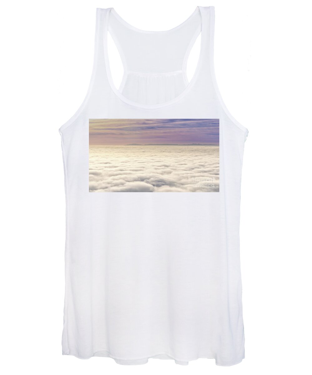 Cotton Candy Women's Tank Top featuring the photograph Dreamy Cloud Seascape Inversion Sunset by Abigail Diane Photography