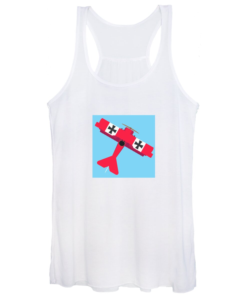 Aircraft Women's Tank Top featuring the digital art Dr.I WWI German Triplane Aircraft - Red by Organic Synthesis