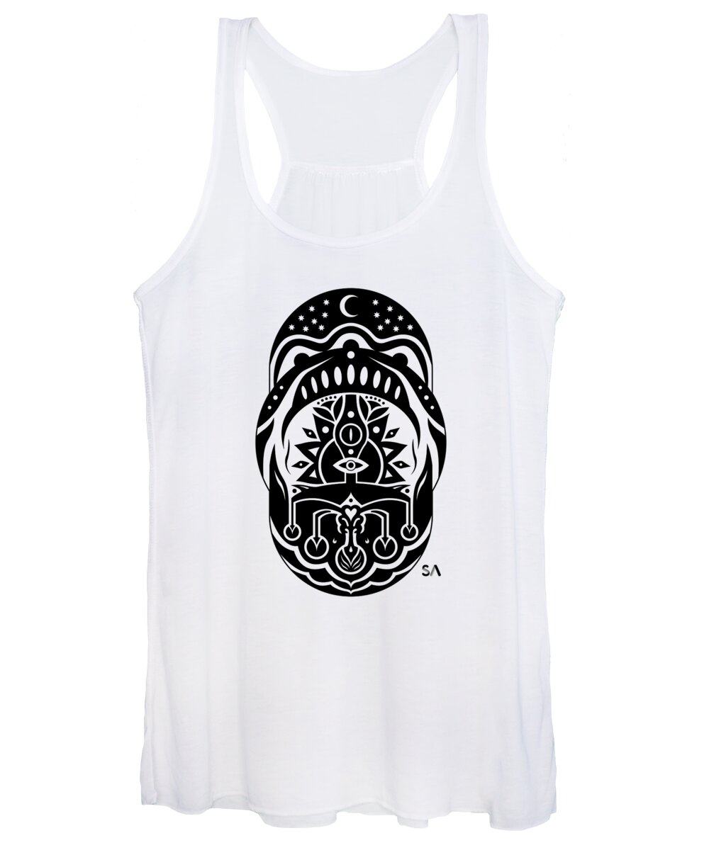 Black And White Women's Tank Top featuring the digital art Earth by Silvio Ary Cavalcante