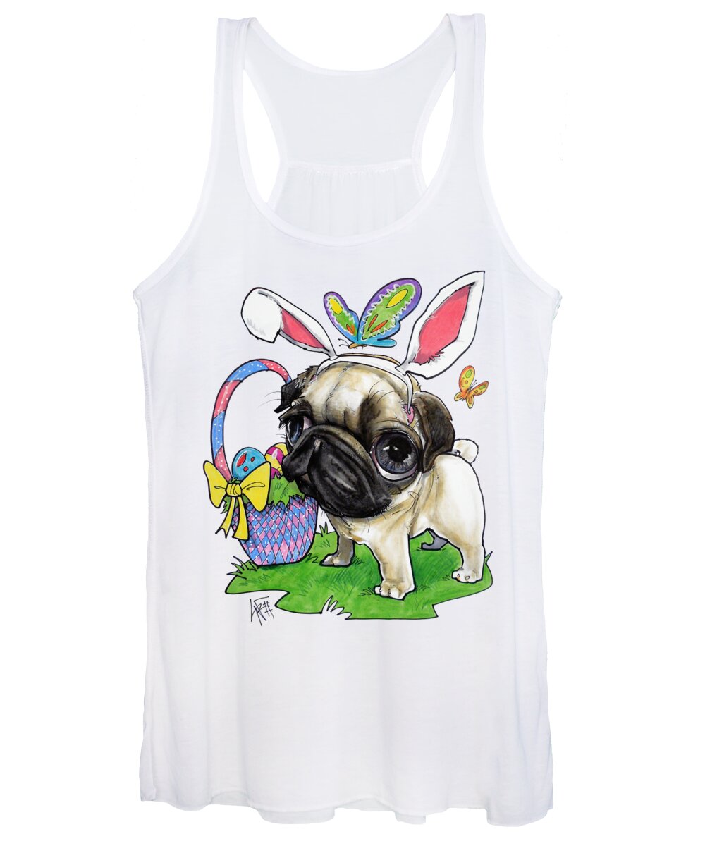 Pug Women's Tank Top featuring the drawing Easter Bunny Pug by Canine Caricatures By John LaFree