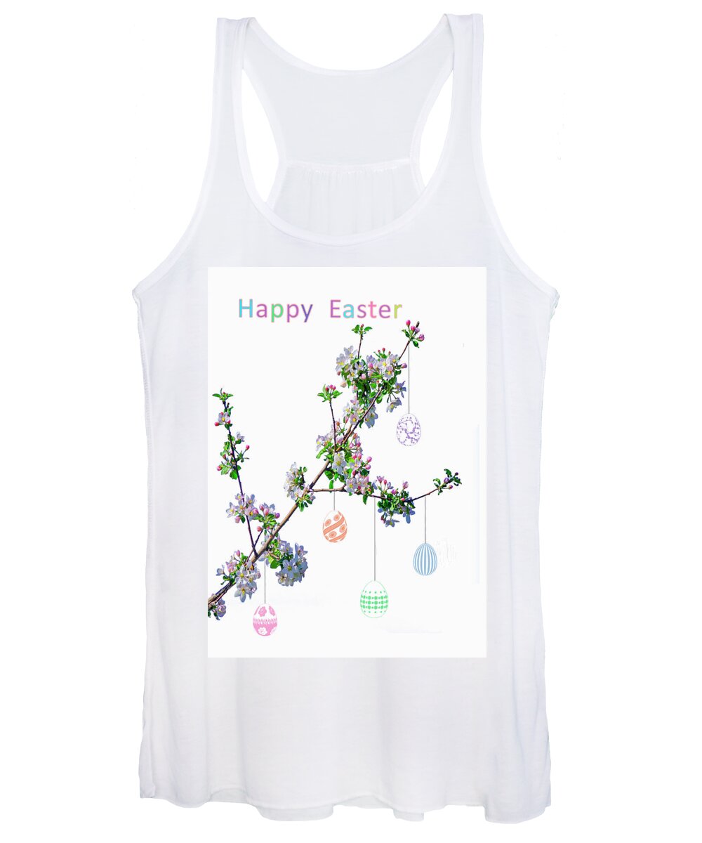 Branch Women's Tank Top featuring the mixed media Easter Egg Tree by Moira Law