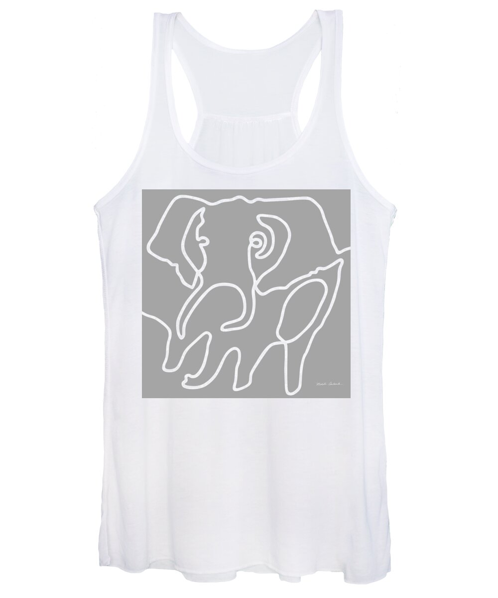 Nikita Coulombe Women's Tank Top featuring the painting Elephant I light grey by Nikita Coulombe
