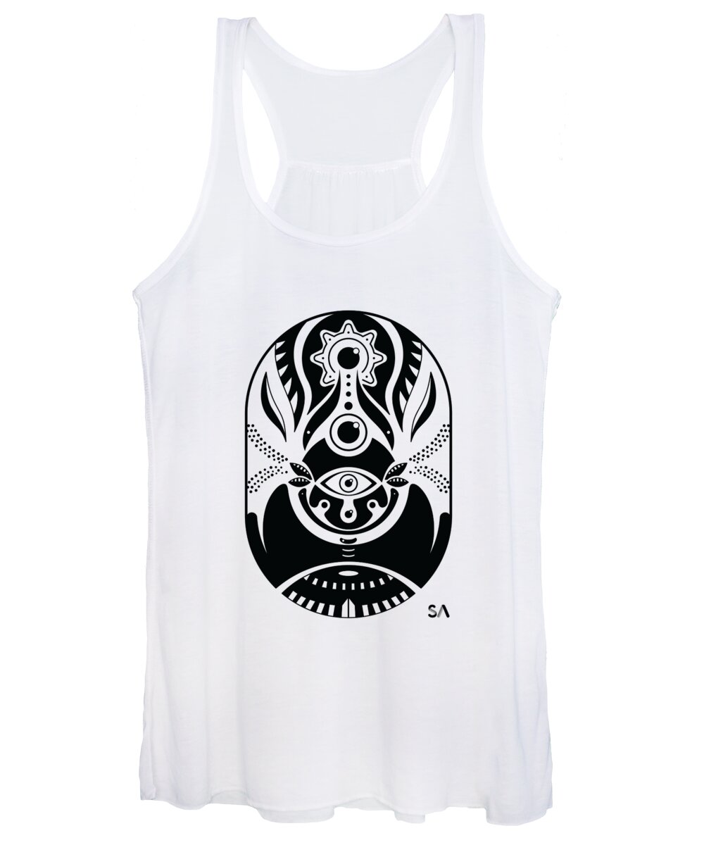 Black And White Women's Tank Top featuring the digital art Eyes by Silvio Ary Cavalcante