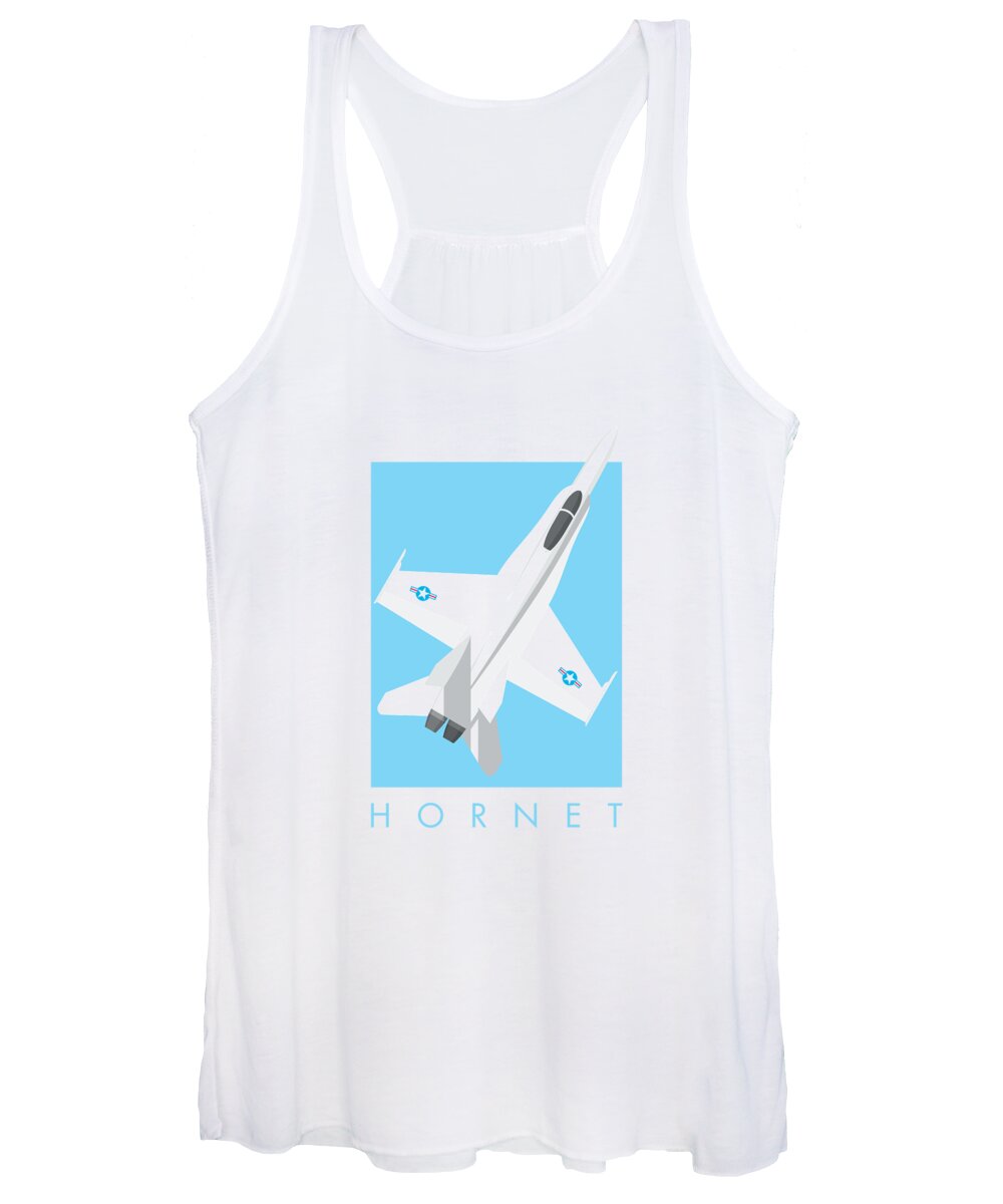 Jet Women's Tank Top featuring the digital art F-18 Hornet Jet Fighter Aircraft - Sky by Organic Synthesis