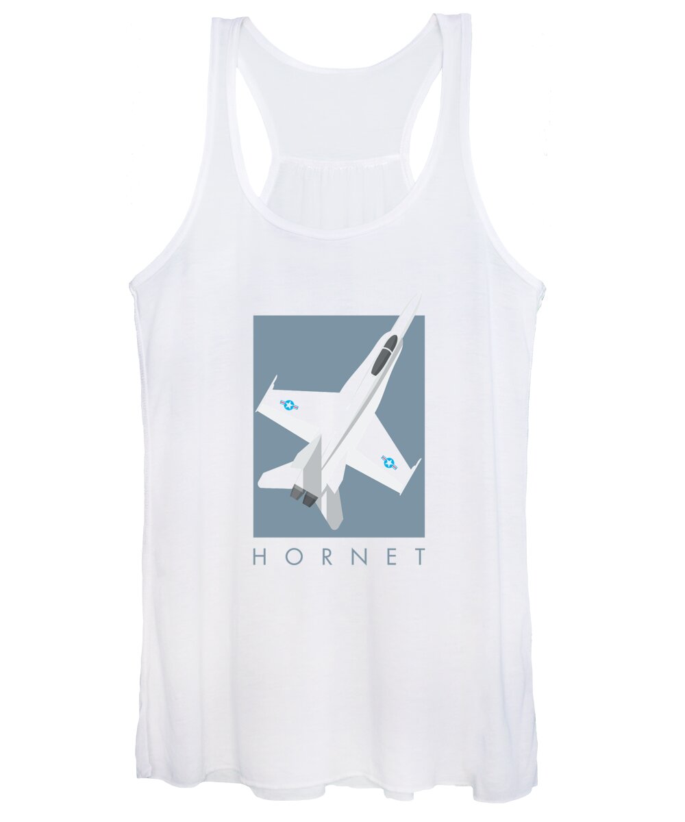 Jet Women's Tank Top featuring the digital art F-18 Hornet Jet Fighter Aircraft - Slate by Organic Synthesis