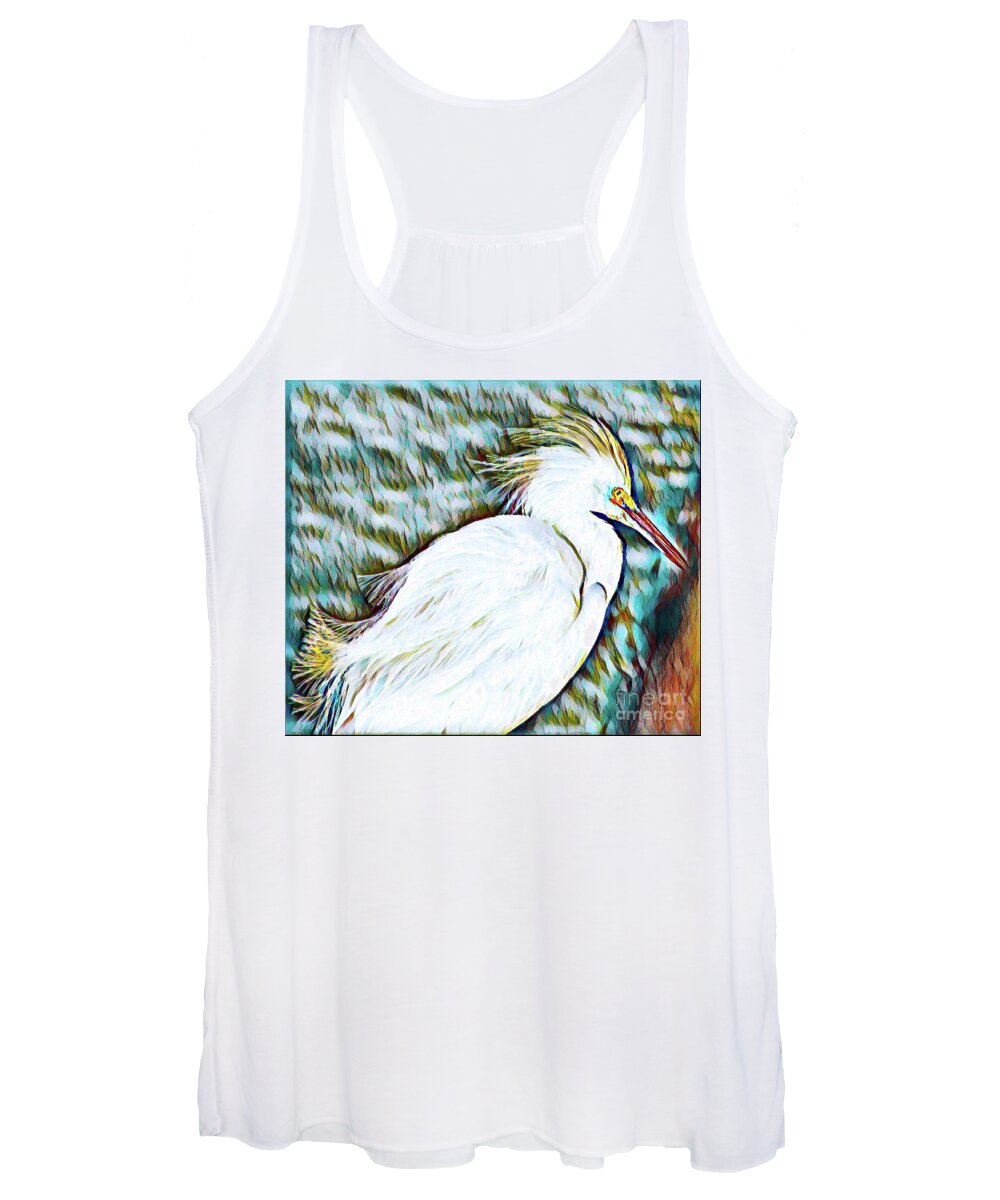 Snowy Egret Women's Tank Top featuring the photograph FABULOUS is my favorite color by Joanne Carey