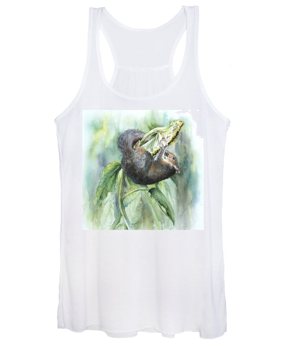 Squirrel Women's Tank Top featuring the painting Fall Feast by Mary McCullah