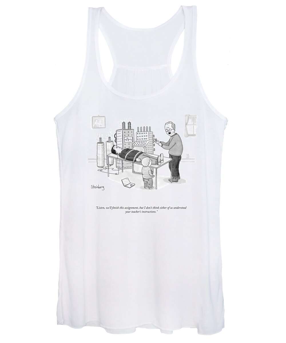Listen Women's Tank Top featuring the drawing Finish This Assignment by Avi Steinberg