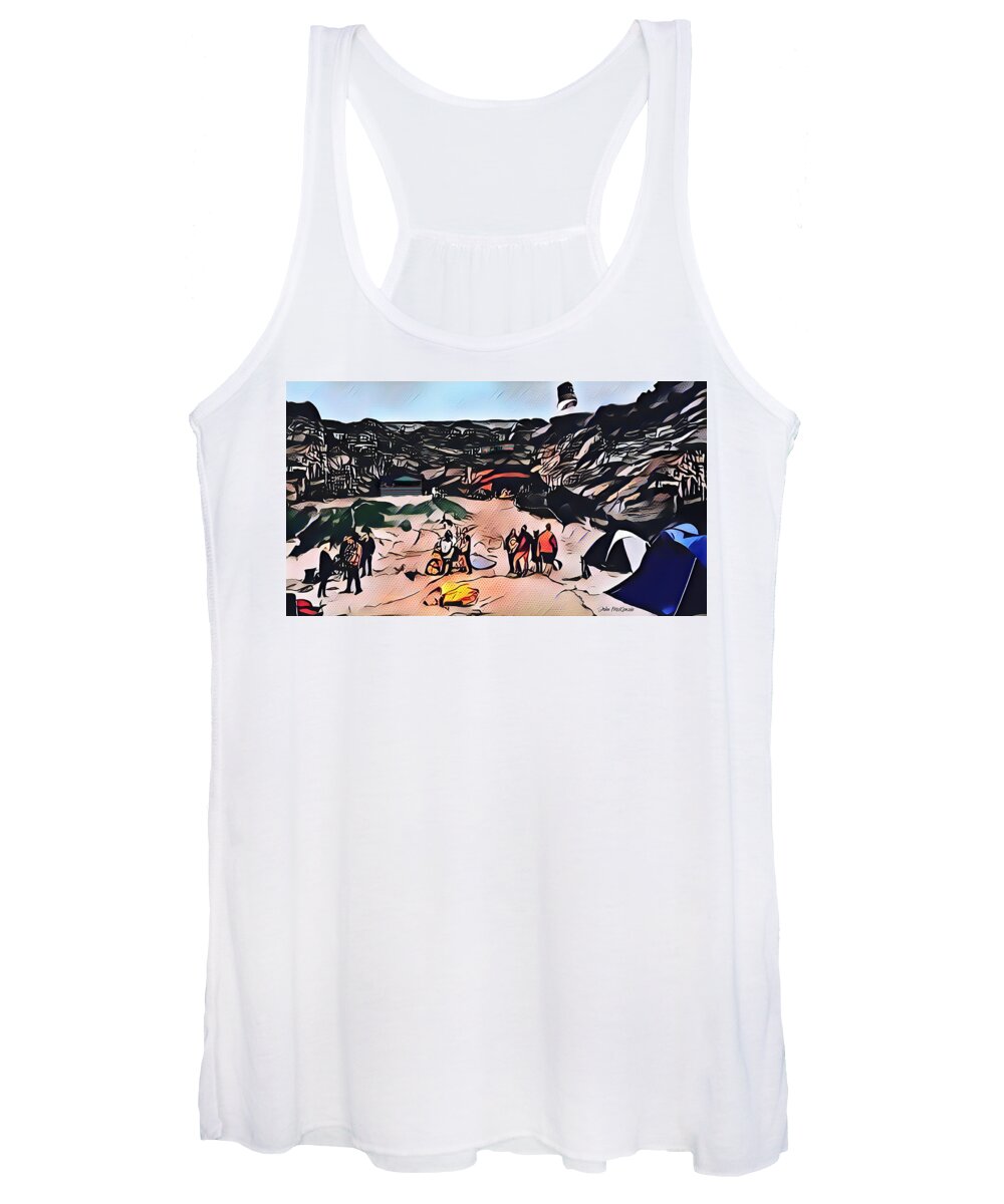 Annual Fish Party Women's Tank Top featuring the digital art Lossiemouth Fish Party Camping by John Mckenzie