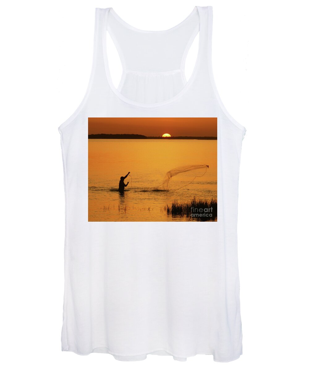 Amelia Women's Tank Top featuring the photograph Fishing Amelia Island by Scott Moore