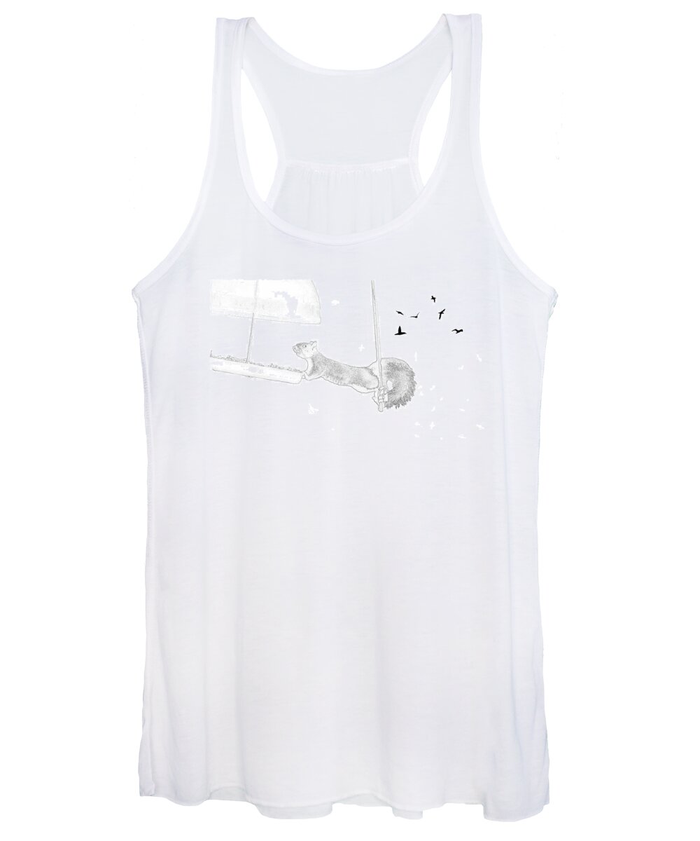 Squirrel Women's Tank Top featuring the mixed media Fleeting Victory by Moira Law