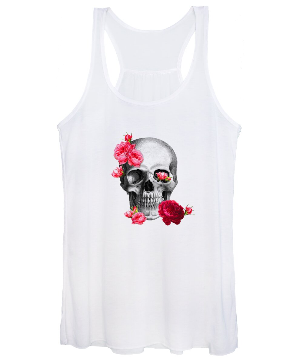 Skull Women's Tank Top featuring the digital art Floral skull by Madame Memento