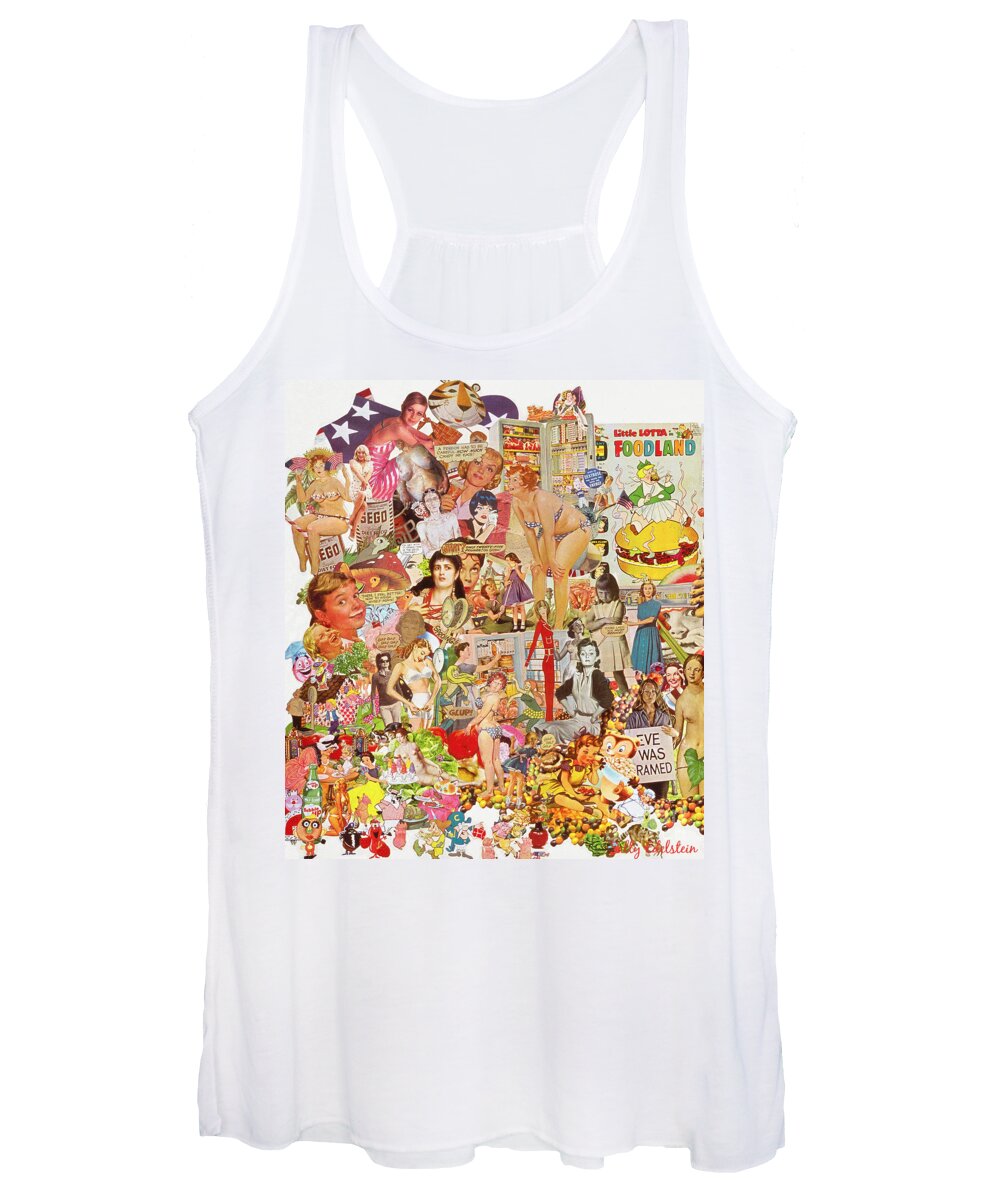 Food Women's Tank Top featuring the mixed media Food Land by Sally Edelstein