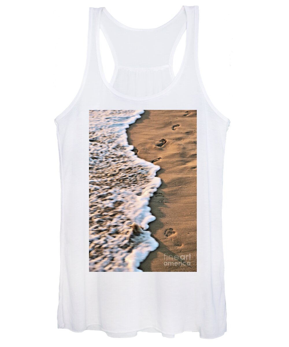 Footprints Women's Tank Top featuring the photograph Footprints in the Sand by Vivian Krug Cotton