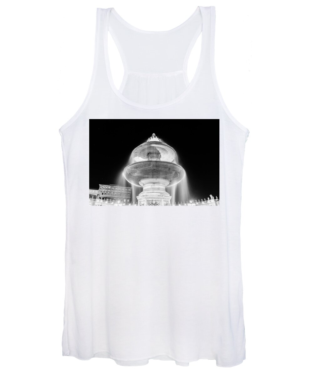 Night Women's Tank Top featuring the photograph Fountain at St. Peter's Square by night with starry sky by Fabiano Di Paolo