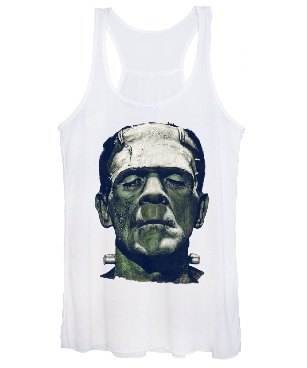 Portrait Women's Tank Top featuring the painting Frankenstein's Monster by Daniel Ayala
